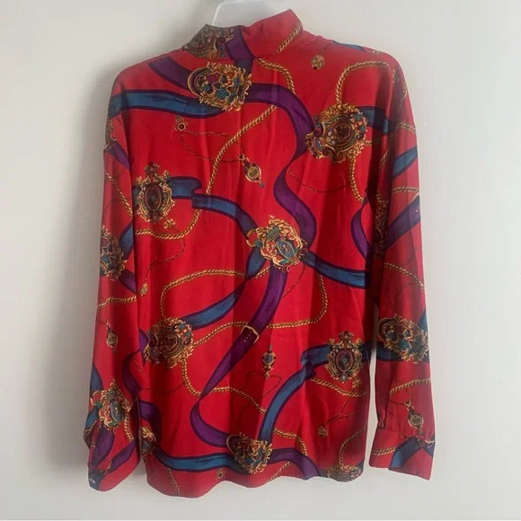 Country Shop Vintage Rayon Wool Blend Equestrian Printed Button Down Shi… - Picture 5 of 9